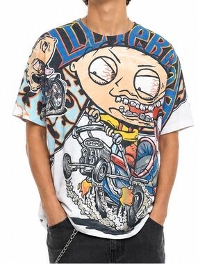 Family Guy Stewie All Over Print Graphic T-Shirt XL 2012 Motorcycle Tee